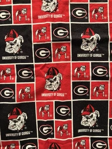 University of Georgia Bulldogs Cotton Fabric Remnant 1/2 Yd x 44" Sykel Dogs - Picture 1 of 2