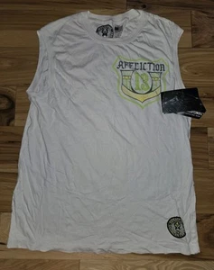 NWT Affliction Shirt Mens Large White Green Live Fast 13 Tank Top Vtg New TShirt - Picture 1 of 9