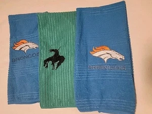 3 Embroidered Microfiber Hand Towels Broncos - Picture 1 of 1