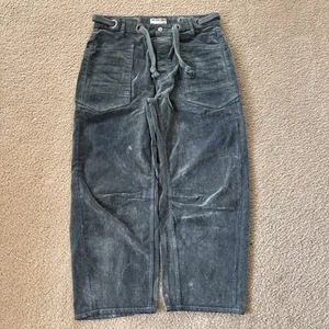 Free People Good Luck Corduroy High Rise Barrel Jeans Women's 29 Moss Green - Picture 1 of 8