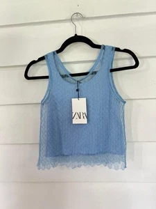 Neu ZARA Kids Mädchen blau ärmellos Tüll Tank Top Größe 13 14 Jahre 164 CM Y423A - Bild 1 von 11