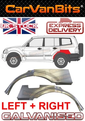 PER MITSUBISHI PAJERO SHOGUN 99-06 5D PASSARUOTA POSTERIORE COPPIA PANNELLI RIPARAZIONE ALA - Immagine 1 di 4