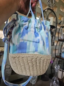 Aerie Straw Bottom Bucket Bag NWT Shoulder Purse - Picture 1 of 10