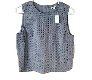 GAP Lace TANK Shirt SMALL Gray Cotton Eyelet Lined Women's New - Picture 1 of 13