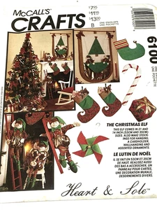 Medias de Navidad McCall's Crafts 6100 patrón de costura adornos elfo sin cortar - Imagen 1 de 5