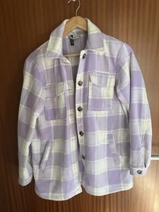 H+M Hemd Jacke Gr.38/40 Weiß/Flieder Kariert - Bild 1 von 4