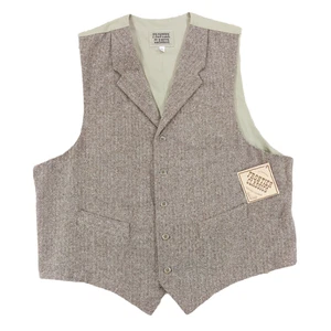 NEW Frontier Classics Cattle Baron Vest XL, Tan Herringbone Wool Blend Waistcoat - Picture 1 of 11