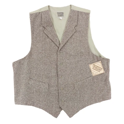 NEW Frontier Classics Cattle Baron Vest XL, Tan Herringbone Wool Blend Waistcoat - Image 1 of 4