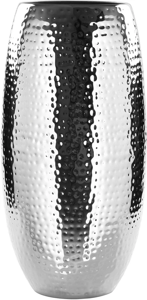 FINK® VASE AFRICA EISEN VERNICKELT GEHÄMMERT - HÖHE 40CM x DURCHMESSER 21CM - Bild 1 von 1