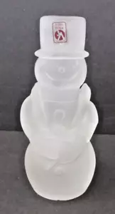 Vetreria Etrusca Frosted Glass Snowman Christmas Candle Votive Holder - Italy 6" - Picture 1 of 11