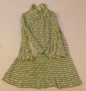 Miss Brent Dress Girls 10 Green White Woven/Knit Rayon Vintage - Picture 1 of 11
