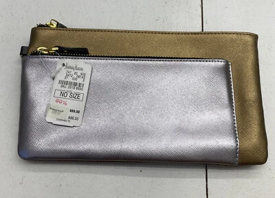 Neiman Marcus Silver/Gold Clutch Wristlet￼ Wallet New - Image 1 of 4