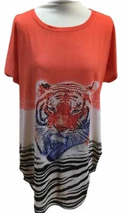 PORTLAND DREAM Embellished Tiger Print Blouse, Top, U.K. 20 FREE P&P - Picture 1 of 5