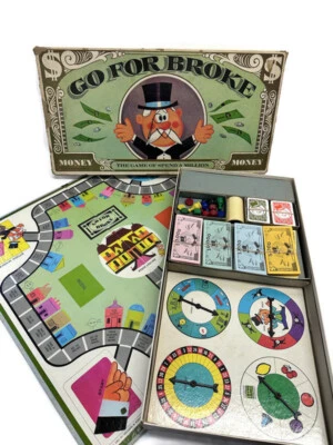Vintage 1965 Go For Broke Board Game Selchow & Righter  - Image 1 of 4