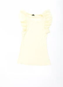 H&M Womens Yellow Cotton Blend Blouse Size 10 - Picture 1 of 10