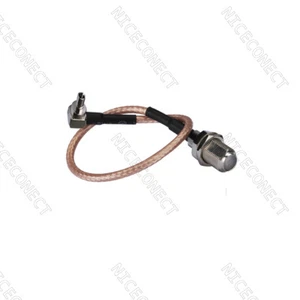 F Female Jack Bulkhead to CRC9 Male Plug Right Angle Pigtail Cable RG316 20cm - Picture 1 of 1