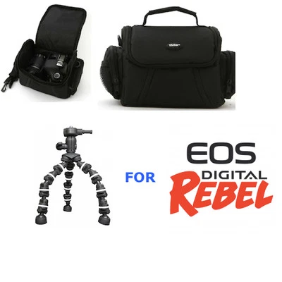 MEDIUM CAMERA BAG CASE +TRIPOD FOR CANON EOS REBEL T1 T2 T3 T4 T4 7D 6D XS SL1 - Image 1 of 4