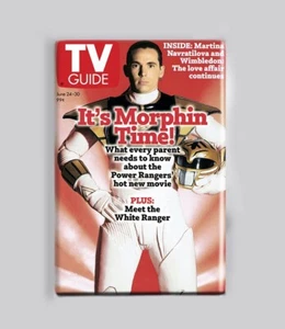 MIGHTY MORPHIN POWER RANGERS - WHITE / TV GUIDE - 2"x3" POSTER MAGNET retro 90s - Picture 1 of 4