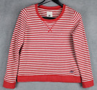 Levi's Sweatshirt Top Women's Size L Red White Striped Long Sleeve Cotton Blend