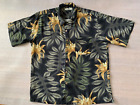 TOMMY BAHAMA Black Orchid Floral 100% Silk Short Sleeve Hawaiian Shirt XL