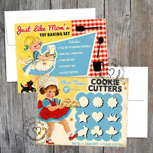 Set da forno retrò per bambini e tagliabiscotti in miniatura nota regalo saluto #C4 - Foto 1 di 3