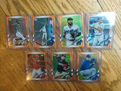 Lot (6) 2021 Topps Chrome /25  Orange Refractor Eric Hosmer Blake Snell Brinson - Image 1 of 4