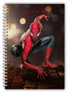 A4 PERSONALISED SPIDERMAN NOTEBOOK 100 LINED PAGES NOTE PAD GIFT XMAS NOTES - Picture 1 of 3