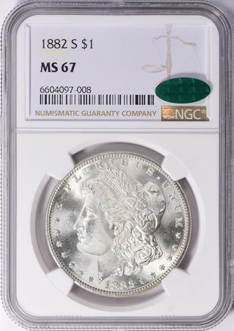 1882-S Morgan Silver Dollar -NGC MS-67 CAC - Mint State 67 CAC Cover