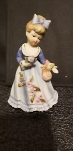 Lefton By Marika White Porcelain Girl with Purse - Picture 1 of 4