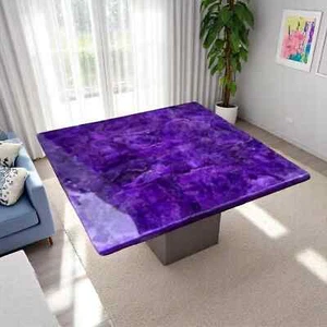 Amethyst Quartz Coffee Table Square Handmade Stone Slab Kitchen Countertop - Picture 1 of 10