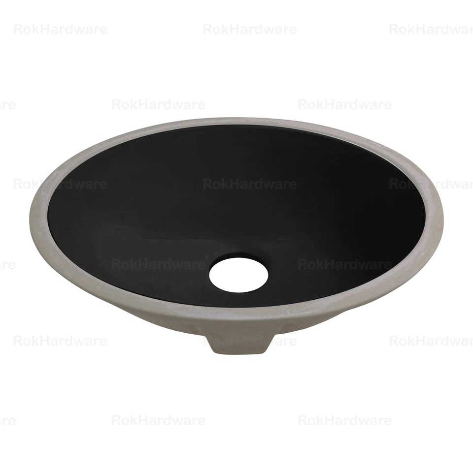 Fregadero tocador de baño ovalado para estanque 16-7/8" X 13-7/8" porcelana negra Foto 1 de 1