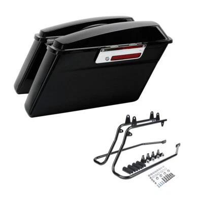 Hard Saddlebag & Conversion Bracket Fit For Harley Softail Heritage Fatboy 84-17 - Image 1 of 4