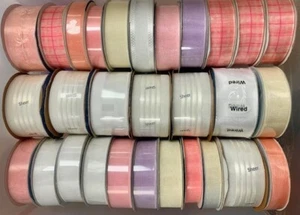 225 YDS - 29 ROLL LOT - 5/8, 7/8, 1.5 NEW ORGANZA SHEER CHECK EASTER RIBBON - Picture 1 of 1