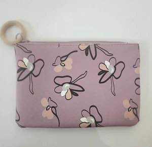 Womens Purple Floral Cosmetic Bag Coin Pouch New-WOT - Picture 1 of 6