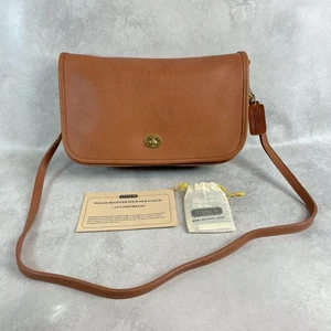 Vintage Coach Shoulder Bag 6955 Turnlock Leather Brown From JP 131440K Authentic - Picture 1 of 9