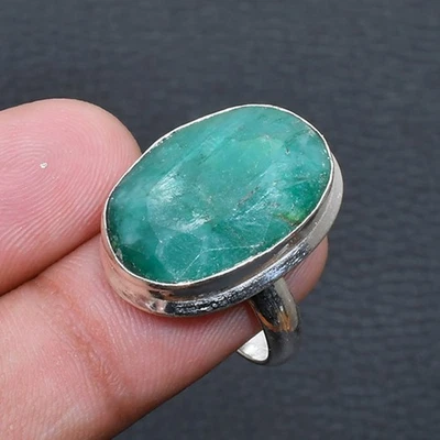 Anillo Joyería Esmeralda Hecho a Mano Talla EE. UU. 7,5 L656 Foto 1 de 3