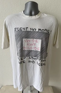 Vintage 90s Pro Choice Silent No More Abortion Political T Shirt Men’s M/L - Picture 1 of 8
