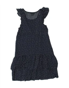 TOMMY HILFIGER Girls Tiered Dress 6-7 Years Small Navy Blue Spotted Rayon AX63 - Picture 1 of 3