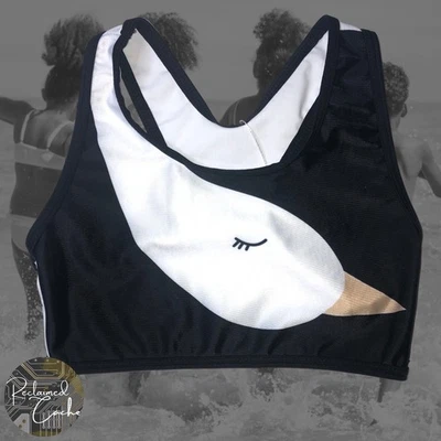 Mia Belle Niñas Niños Negro Blanco Cisne Espalda Corredora Natación Camiseta sin Mangas Bikini Talla 6Y/7Y Foto 1 de 4