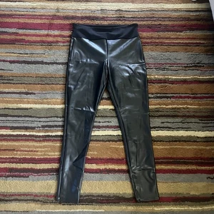 Assets by Spanx Leggings Womens 1X Black Faux Leather High Waist Shaping Pants - Picture 1 of 11