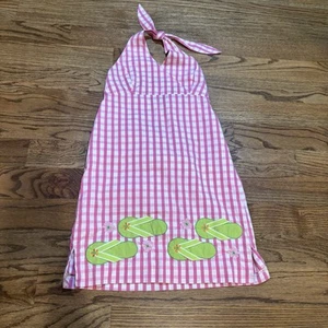 Lilly Pulitzer Girls Size 14 Halter Dress Pink White Green Flip Flops Sandals - Picture 1 of 5