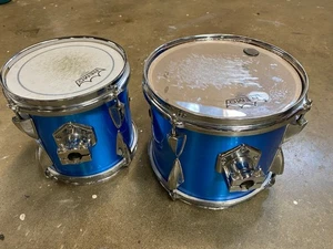 SET OF RACK TOMS DRUMS 7" x 8" AND 8" X 10" - Metallic BLUE NO HARDWARE - Picture 1 of 6