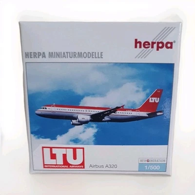 HERPA WINGS 501774 ESCALA 1:500 LTU AIRBUS 320 MODELO AVIÓN FUNDIDO A PRESIÓN SIN USAR, EN CAJA + REG   Foto 1 de 4
