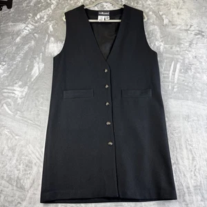 Vtg 90s SAG HARBOR Wool Sleeveless Vest Dress Women's 12P Black Button (1190) - Picture 1 of 9