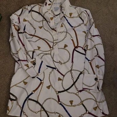 Túnica CHICO'S Talla 3 (XL) Elegante Elastizada Cadena Dorada Brida Crema Ecuestre  Foto 1 de 4