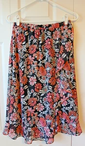 NY Collection Petite Mock Wrap Skirt Womens Petite Small Floral Ruffle 26" Waist - Picture 1 of 8
