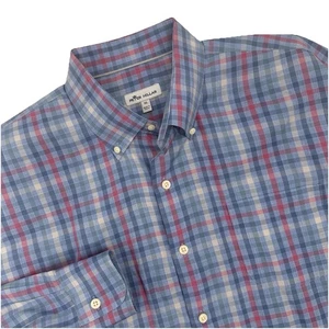 Peter Millar Langarm Button Down Hemd blau kariert Herren Größe XL Baumwolle - Bild 1 von 6
