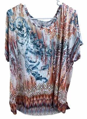 Blusa Avenue Mujer Talla 18/20 Boho Floral Estrás Túnica Camisa Tribal Azteca Foto 1 de 4