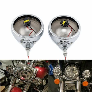2x Soporte de carcasa de luz antiniebla LED de metal cromado para motocicleta 4,5" para Harley - Imagen 1 de 6