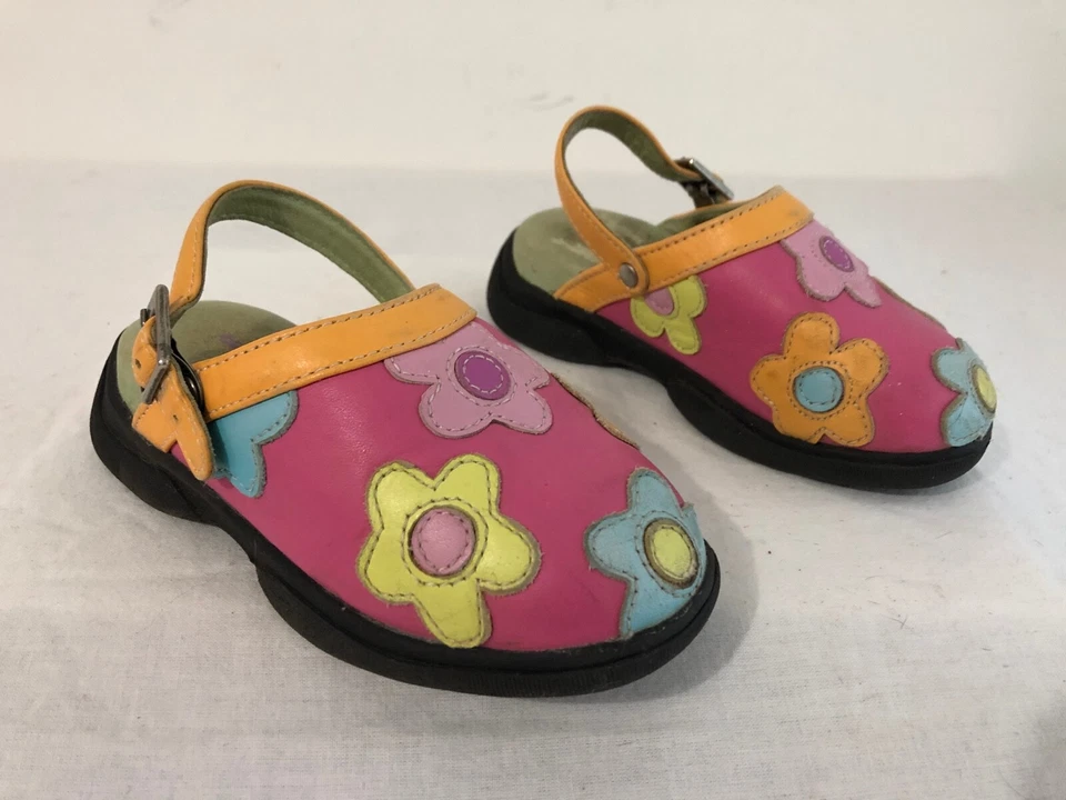 Zapatos sin cordones Hanna Andersson rosa multicolor floral cuero niñas pequeñas talla 25 Foto 1 de 4